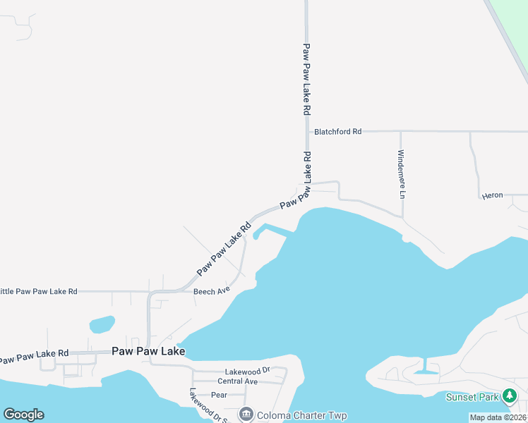 map of restaurants, bars, coffee shops, grocery stores, and more near 6060 Paw Paw Lake Road in Coloma