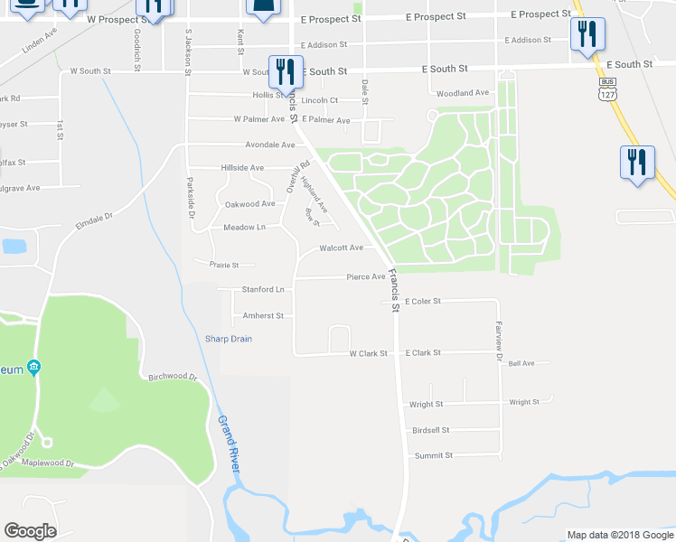 map of restaurants, bars, coffee shops, grocery stores, and more near 166 Pierce Avenue in Jackson