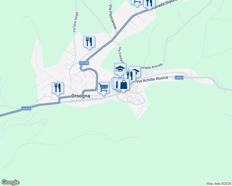 map of restaurants, bars, coffee shops, grocery stores, and more near 11 Via Filippo Tenaglia in Orsogna