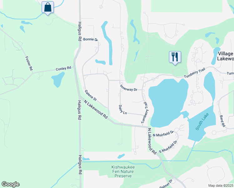map of restaurants, bars, coffee shops, grocery stores, and more near 7609 Dairy Lane in Crystal Lake