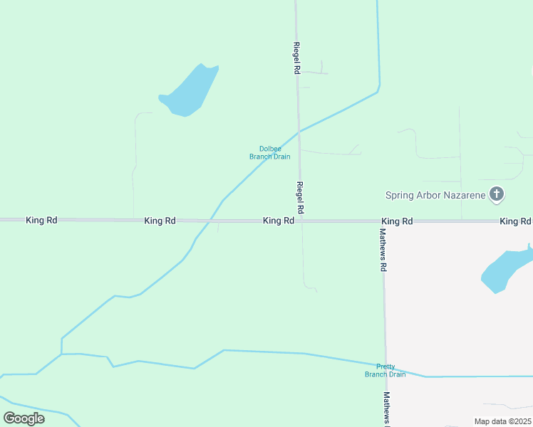 map of restaurants, bars, coffee shops, grocery stores, and more near 8868 King Road in Spring Arbor