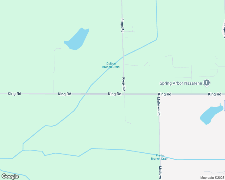 map of restaurants, bars, coffee shops, grocery stores, and more near 8868 King Road in Spring Arbor