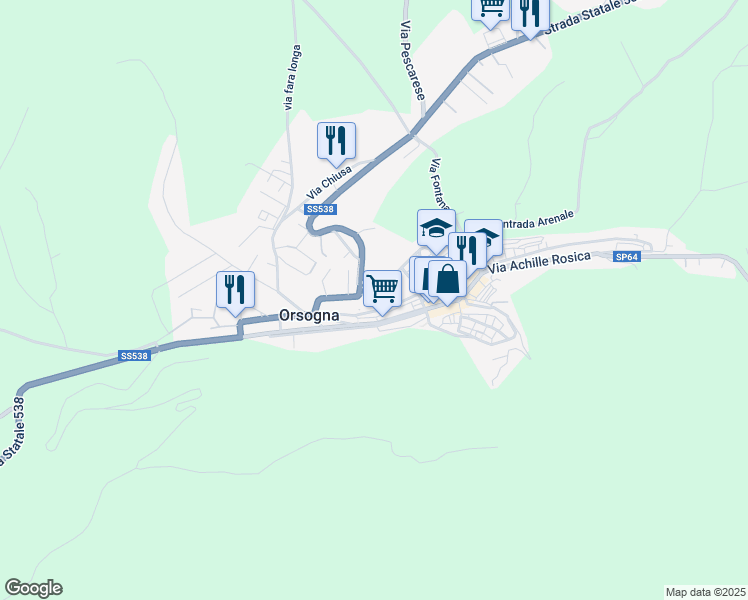 map of restaurants, bars, coffee shops, grocery stores, and more near 49 Via Ortonese in Orsogna