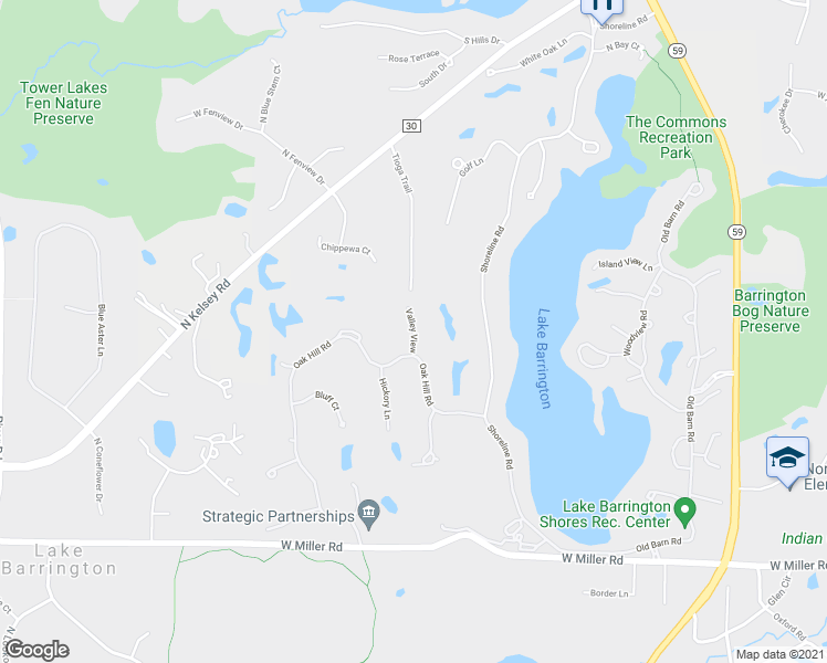 map of restaurants, bars, coffee shops, grocery stores, and more near 440 Valley View in Lake Barrington
