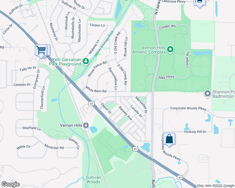 map of restaurants, bars, coffee shops, grocery stores, and more near 208 Lasalle Street in Vernon Hills