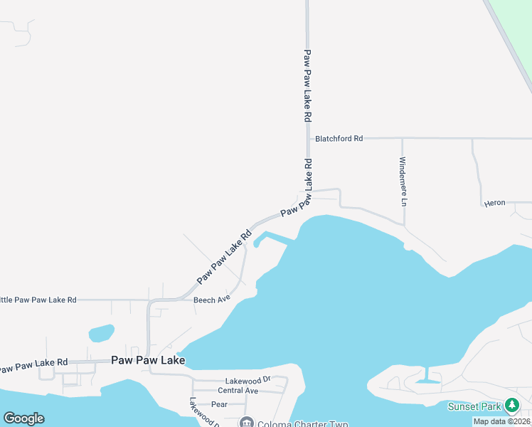 map of restaurants, bars, coffee shops, grocery stores, and more near 6060 Paw Paw Lake Road in Coloma