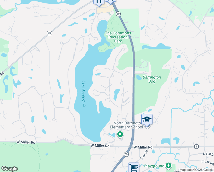 map of restaurants, bars, coffee shops, grocery stores, and more near 476 Woodview Road in Lake Barrington
