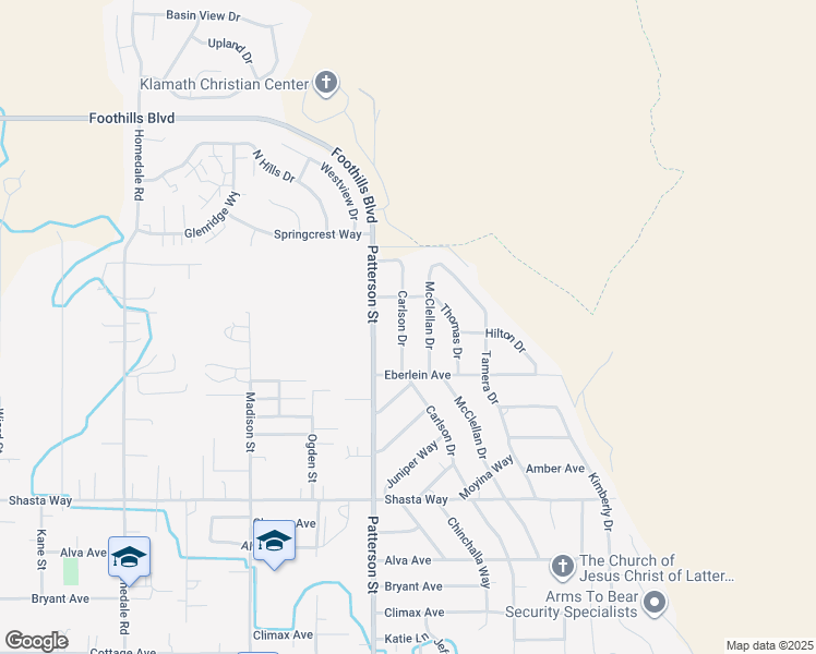 map of restaurants, bars, coffee shops, grocery stores, and more near 1125 Carlson Drive in Klamath Falls