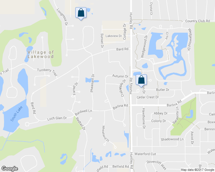map of restaurants, bars, coffee shops, grocery stores, and more near 1275 High Plane Lane in Crystal Lake