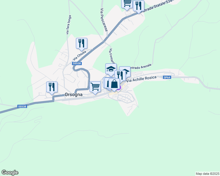 map of restaurants, bars, coffee shops, grocery stores, and more near 11 Via Filippo Tenaglia in Orsogna
