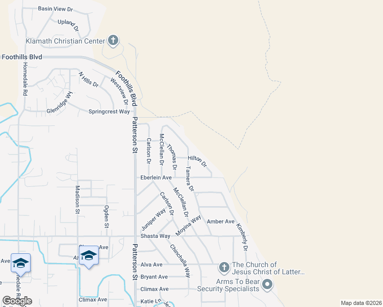 map of restaurants, bars, coffee shops, grocery stores, and more near 1145 Tamera Drive in Klamath Falls