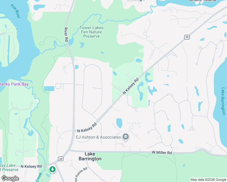 map of restaurants, bars, coffee shops, grocery stores, and more near 24404 North Kelsey Road in Lake Barrington