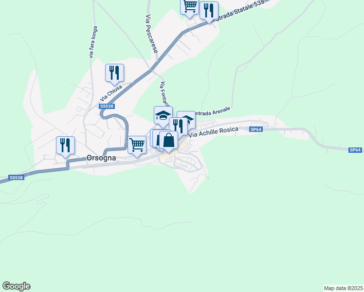 map of restaurants, bars, coffee shops, grocery stores, and more near 1 Via Vincenzo Pace in Orsogna