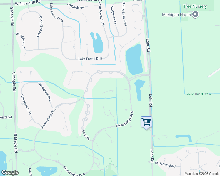 map of restaurants, bars, coffee shops, grocery stores, and more near 1788 Cypress Pointe Court in Ann Arbor