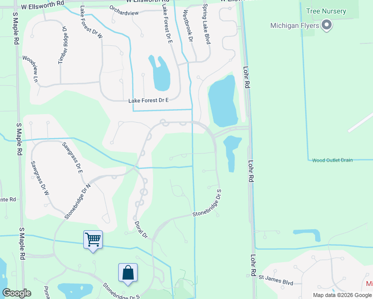 map of restaurants, bars, coffee shops, grocery stores, and more near 1788 Cypress Pointe Court in Ann Arbor