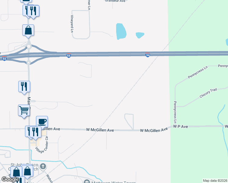 map of restaurants, bars, coffee shops, grocery stores, and more near 22969 West McGillen Avenue in Mattawan