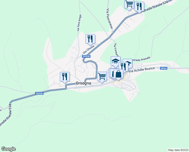 map of restaurants, bars, coffee shops, grocery stores, and more near 49 Via Ortonese in Orsogna