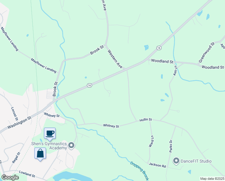 map of restaurants, bars, coffee shops, grocery stores, and more near 320 Western Avenue in Sherborn