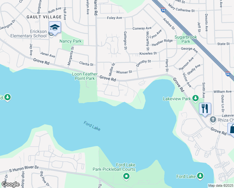 map of restaurants, bars, coffee shops, grocery stores, and more near 1977 Timber Ridge in Ypsilanti