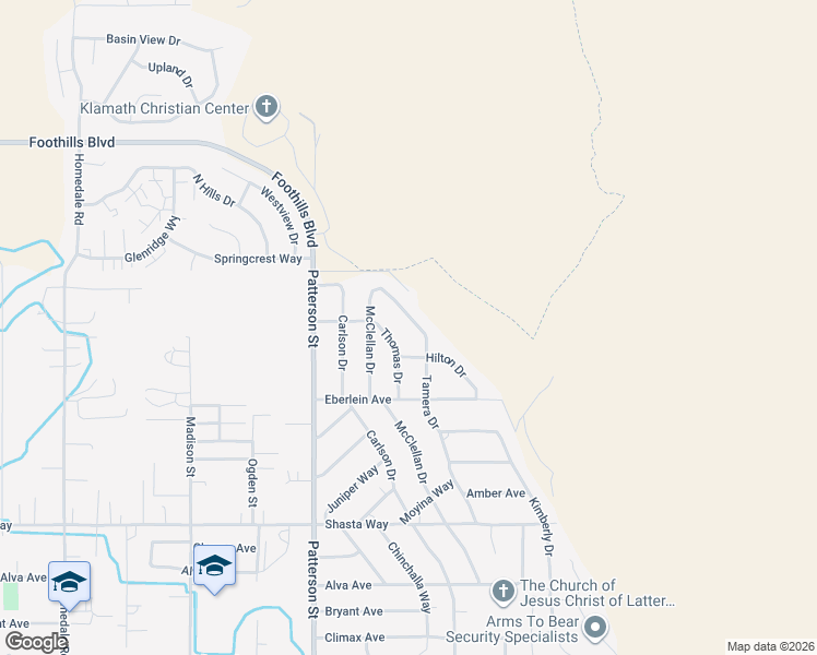 map of restaurants, bars, coffee shops, grocery stores, and more near 1145 Tamera Drive in Klamath Falls