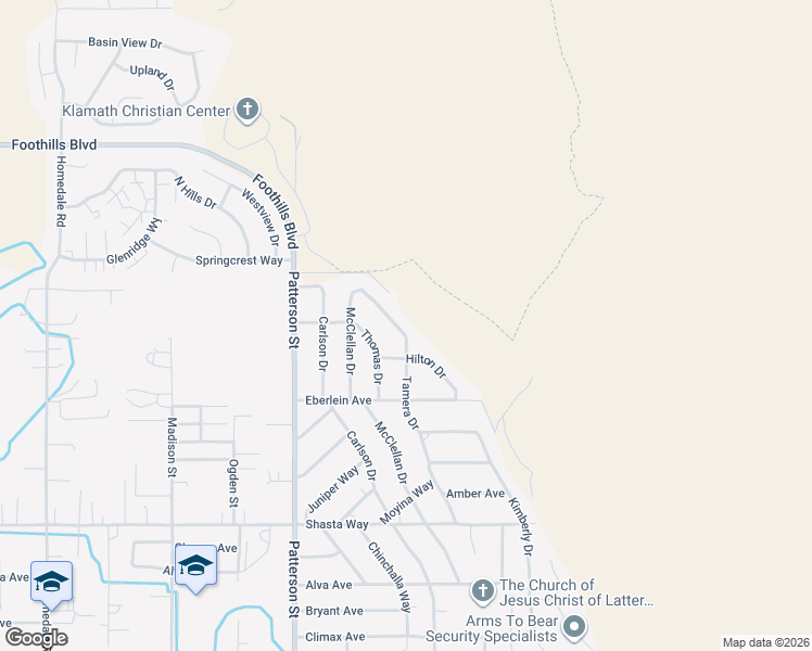 map of restaurants, bars, coffee shops, grocery stores, and more near 1125 Tamera Drive in Klamath Falls