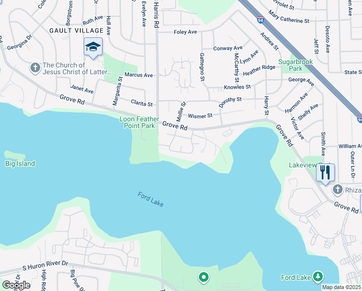 map of restaurants, bars, coffee shops, grocery stores, and more near 1977 Timber Ridge in Ypsilanti