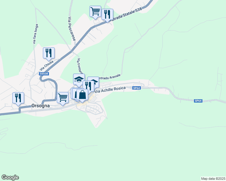 map of restaurants, bars, coffee shops, grocery stores, and more near 9 Via Trento e Trieste in Orsogna