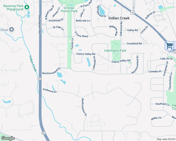 map of restaurants, bars, coffee shops, grocery stores, and more near 300 East Lakeside Drive in Vernon Hills