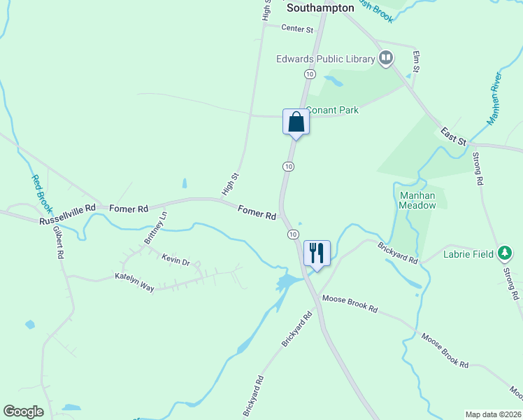 map of restaurants, bars, coffee shops, grocery stores, and more near 6 Fomer Road in Southampton