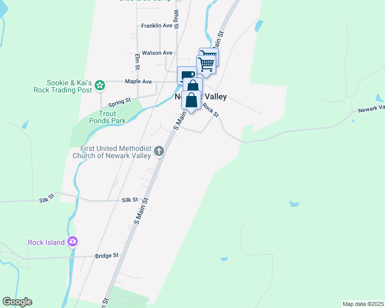 map of restaurants, bars, coffee shops, grocery stores, and more near 55 South Main Street in Newark Valley