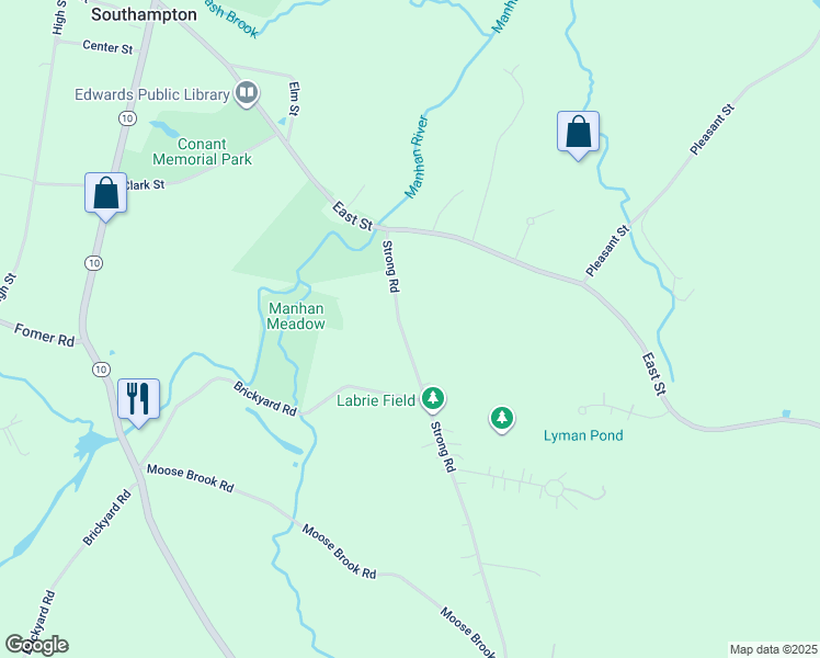 map of restaurants, bars, coffee shops, grocery stores, and more near 15 Strong Road in Southampton