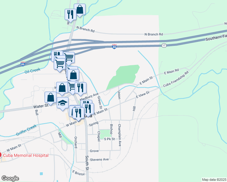 map of restaurants, bars, coffee shops, grocery stores, and more near 34 Medbury Avenue in Cuba