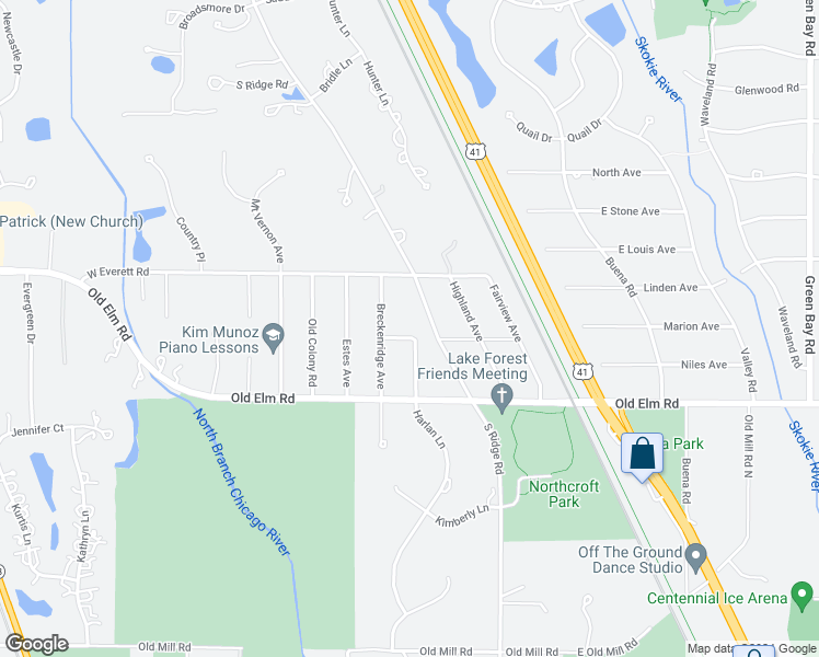 map of restaurants, bars, coffee shops, grocery stores, and more near 250 Wilshire Road in Lake Forest