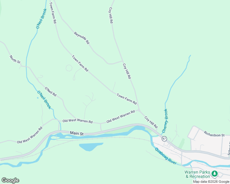 map of restaurants, bars, coffee shops, grocery stores, and more near 118 Town Farm Road in Warren