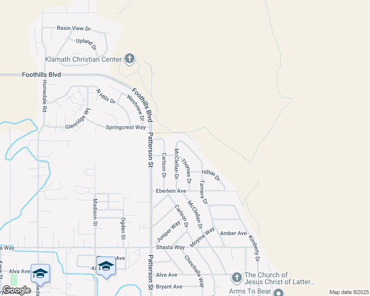 map of restaurants, bars, coffee shops, grocery stores, and more near 1030 Tamera Drive in Klamath Falls