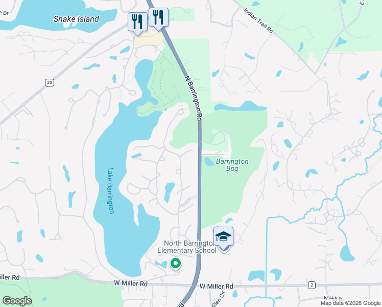 map of restaurants, bars, coffee shops, grocery stores, and more near 69 Hunt Trail in Lake Barrington