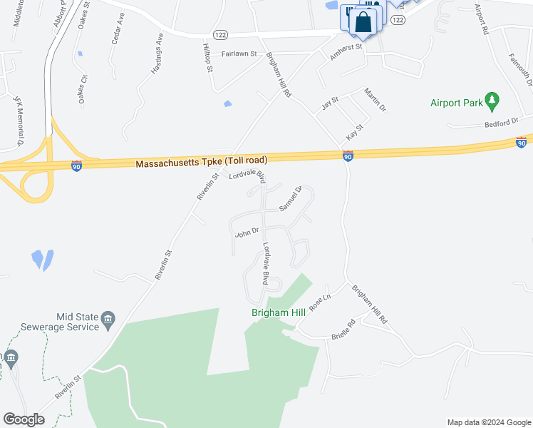 map of restaurants, bars, coffee shops, grocery stores, and more near 3 Samuel Drive in Grafton