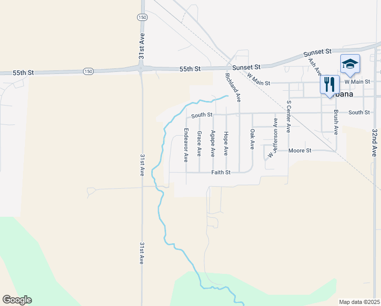 map of restaurants, bars, coffee shops, grocery stores, and more near 506 Endeavor Avenue in Urbana