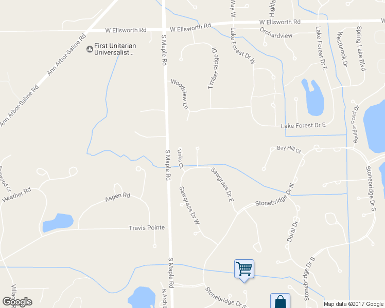map of restaurants, bars, coffee shops, grocery stores, and more near 4500 Augusta Court in Ann Arbor