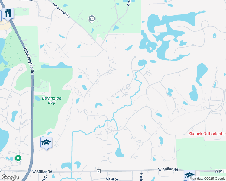 map of restaurants, bars, coffee shops, grocery stores, and more near 70 Hillburn Lane in North Barrington