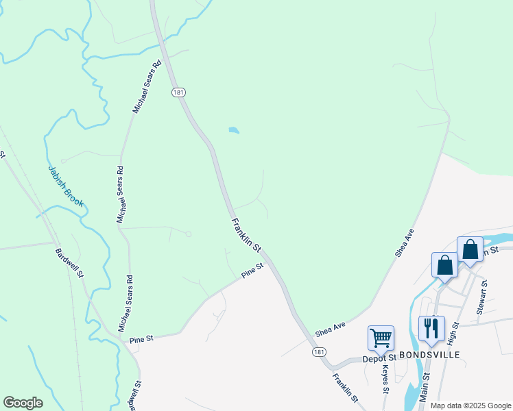 map of restaurants, bars, coffee shops, grocery stores, and more near 591 Massachusetts 181 in Belchertown