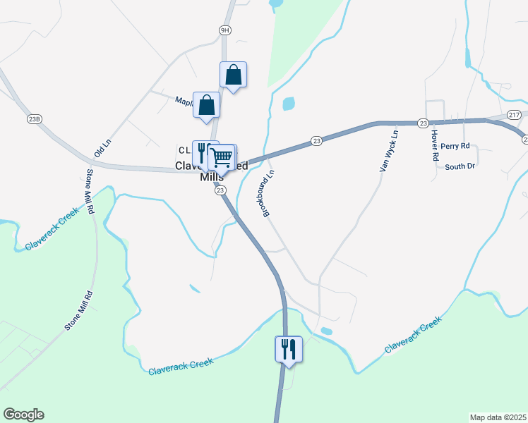map of restaurants, bars, coffee shops, grocery stores, and more near 30 Brookbound Ln in Claverack