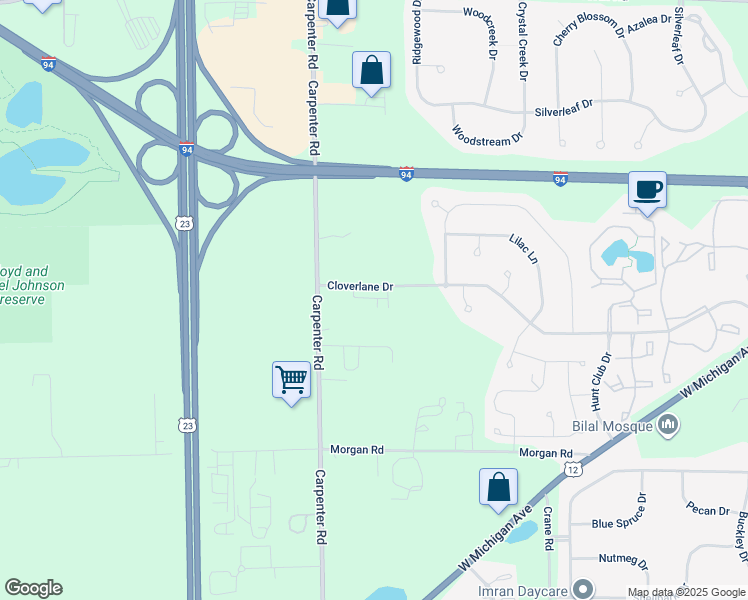 map of restaurants, bars, coffee shops, grocery stores, and more near 4661 Carpenter Road in Ypsilanti