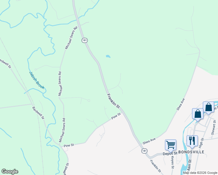map of restaurants, bars, coffee shops, grocery stores, and more near 570 Franklin Street in Belchertown