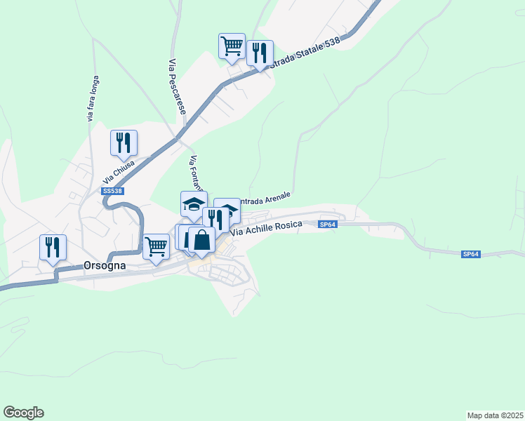 map of restaurants, bars, coffee shops, grocery stores, and more near 9 Via Trento e Trieste in Orsogna