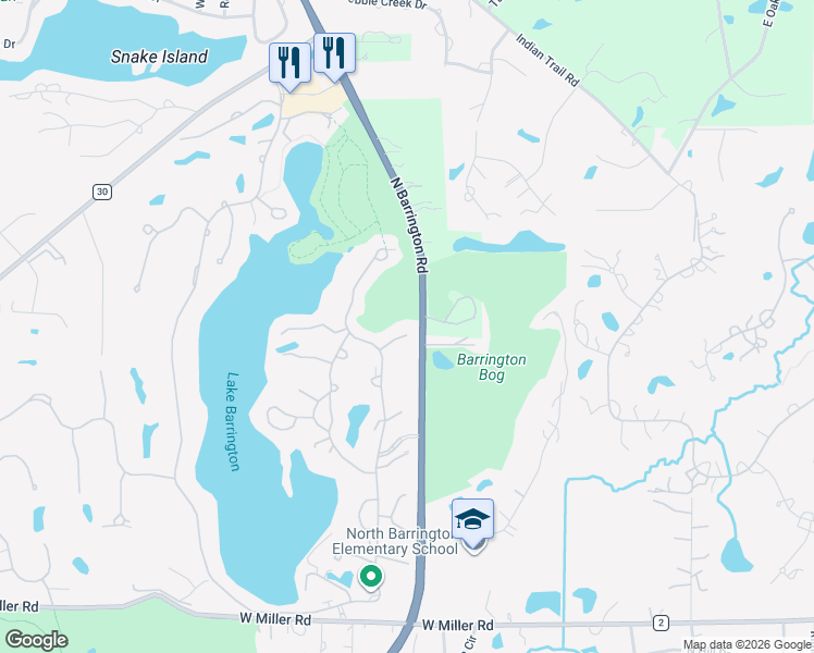 map of restaurants, bars, coffee shops, grocery stores, and more near 69 Hunt Trail in Lake Barrington