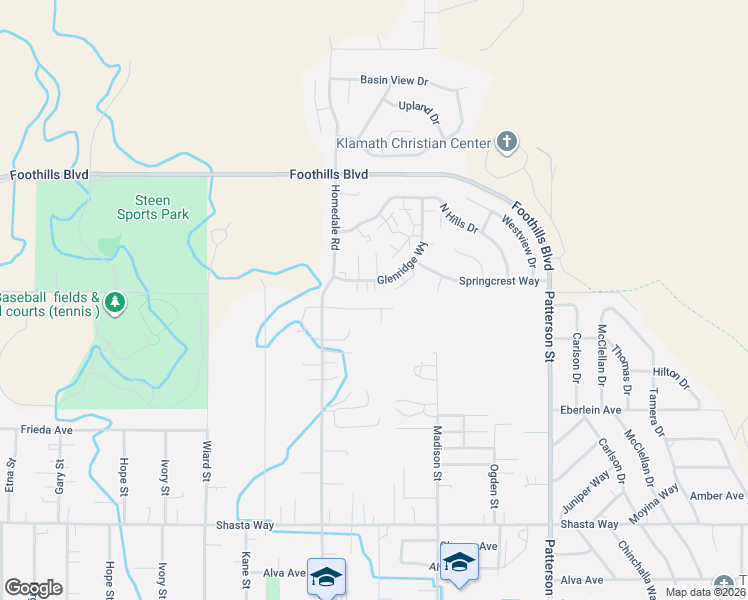 map of restaurants, bars, coffee shops, grocery stores, and more near 1017 Homedale Road in Klamath Falls