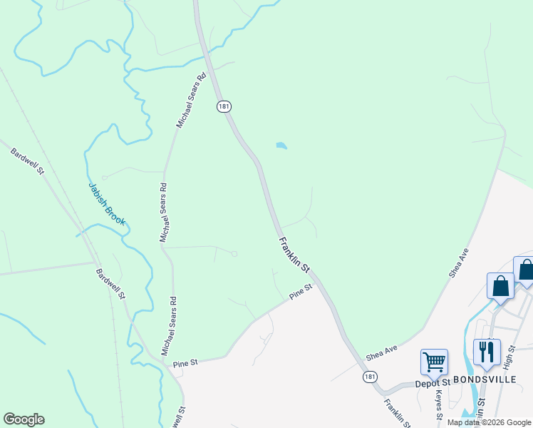 map of restaurants, bars, coffee shops, grocery stores, and more near 570 Franklin Street in Belchertown