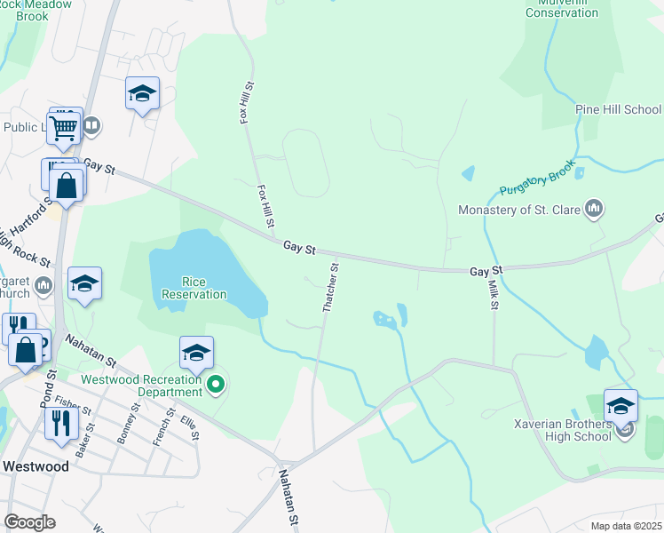 map of restaurants, bars, coffee shops, grocery stores, and more near in Westwood