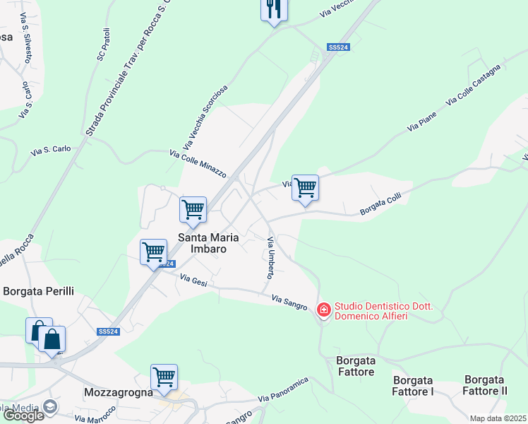 map of restaurants, bars, coffee shops, grocery stores, and more near 50A Via Piane in Santa Maria Imbaro